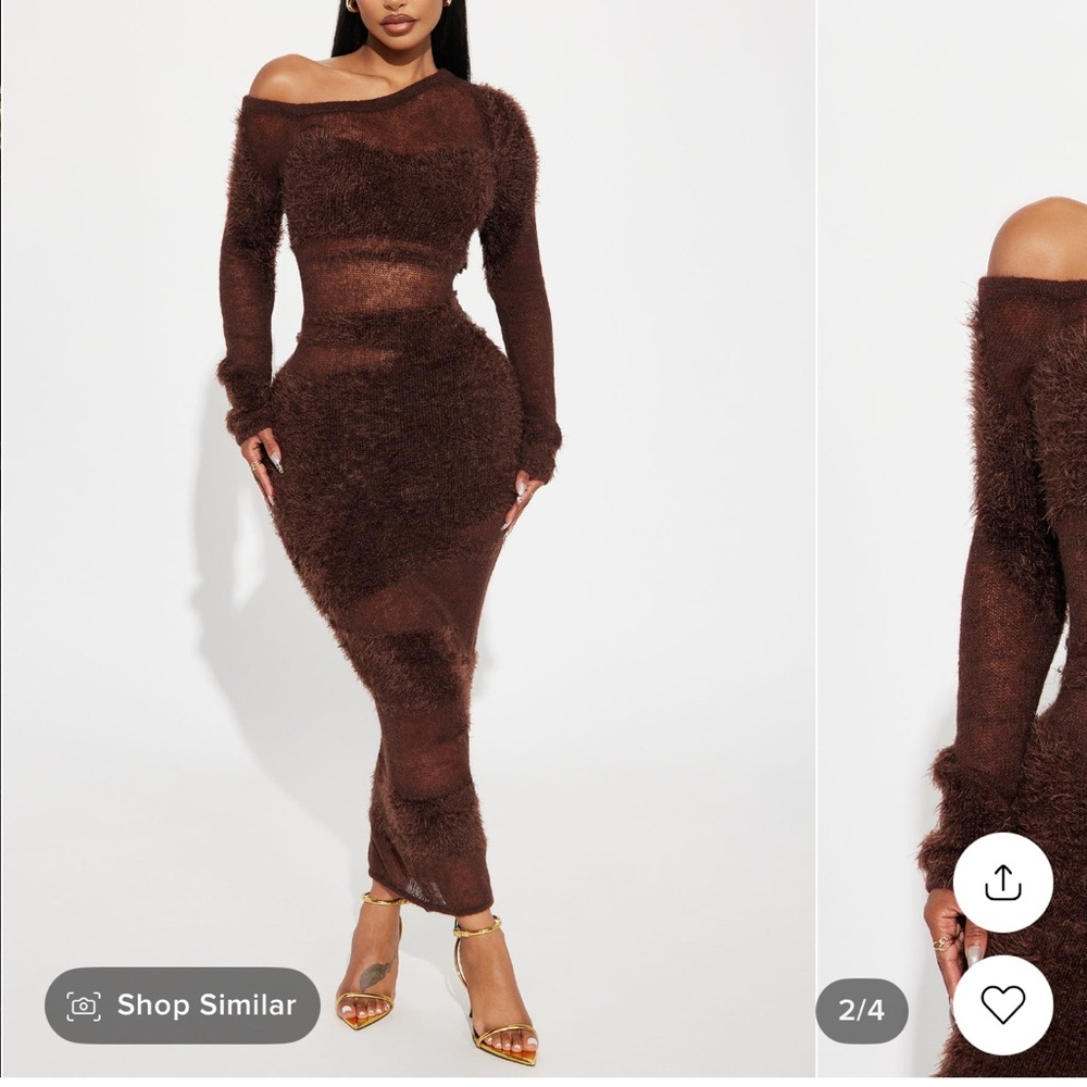 Brown fuzzy Fashion nova dress
